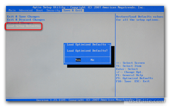   Load Optimized Defaults  BIOS