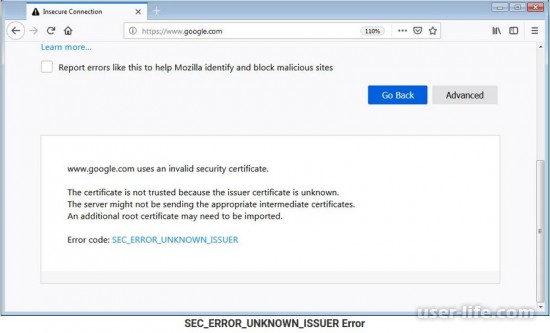 Firefox: SEC ERROR UNKNOWN ISSUER  